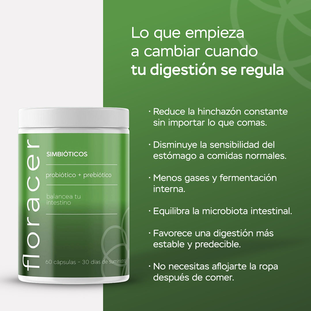 Floracer | Restauración Intestinal y Alivio de la Hinchazón Crónica
