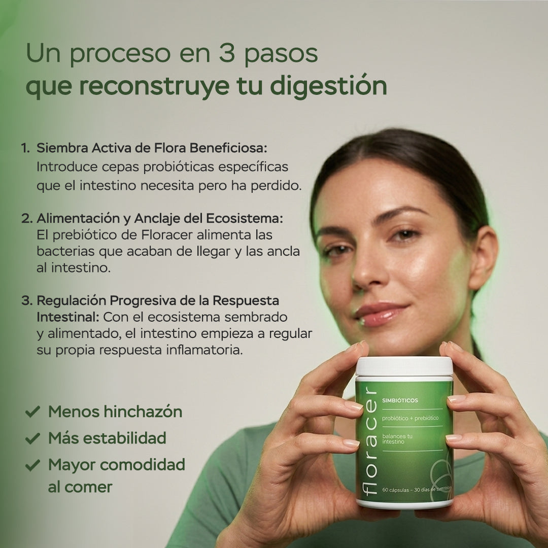 Floracer | Restauración Intestinal y Alivio de la Hinchazón Crónica